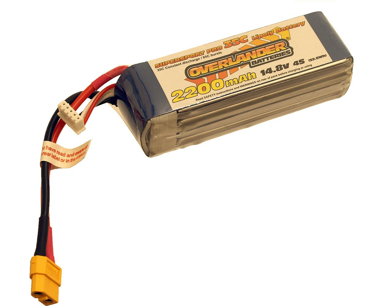 Overlander 2200mah 14.8v 4S 35c Supersport Pro Lipo Battery Unipro Connection