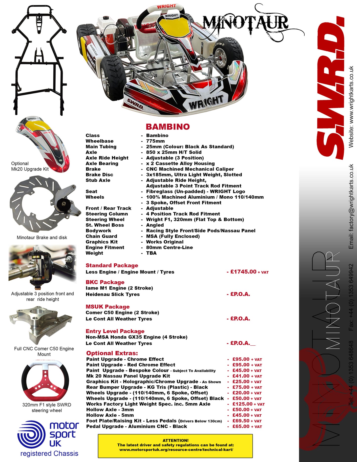 Wright Minotaur - Bambino – Standard Package (Less Tyres & Engine) £1,745.00 – £1,840.00 - CONTACT US FOR PRICE
