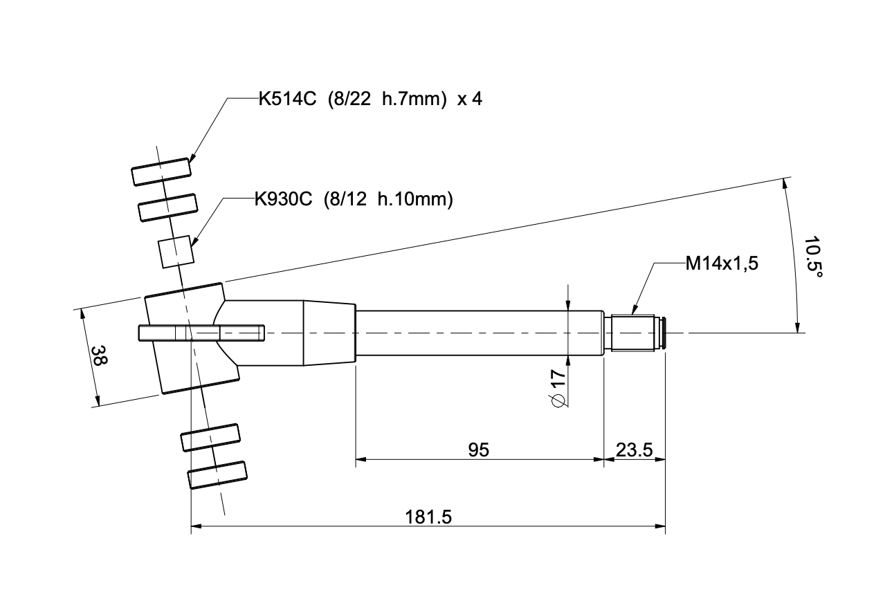 General Stub Axle 17mm 6082RS (95mm Shaft)