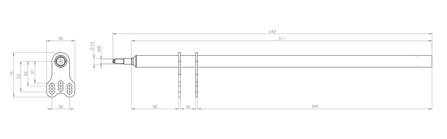 Steering Column 10/M8 L.510 mm