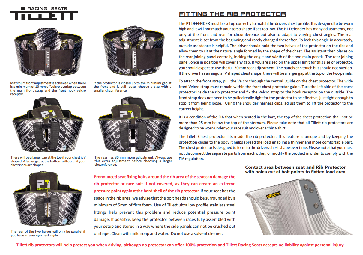 Tillett P1 Defender CIK FIK Body Rib Protector