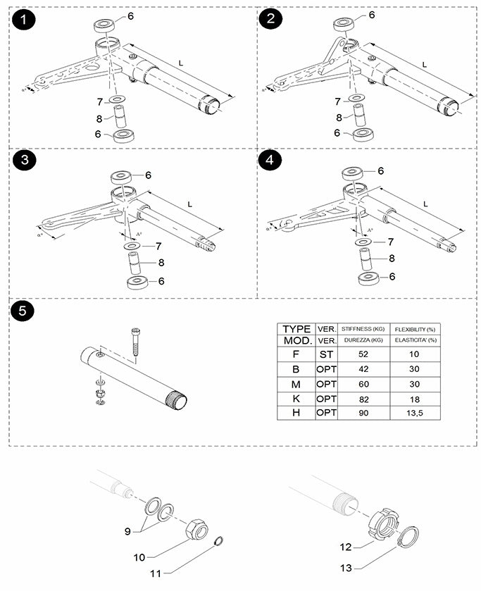 Universal 10mm Bore 165mm Shaft Spindle Stub Axle