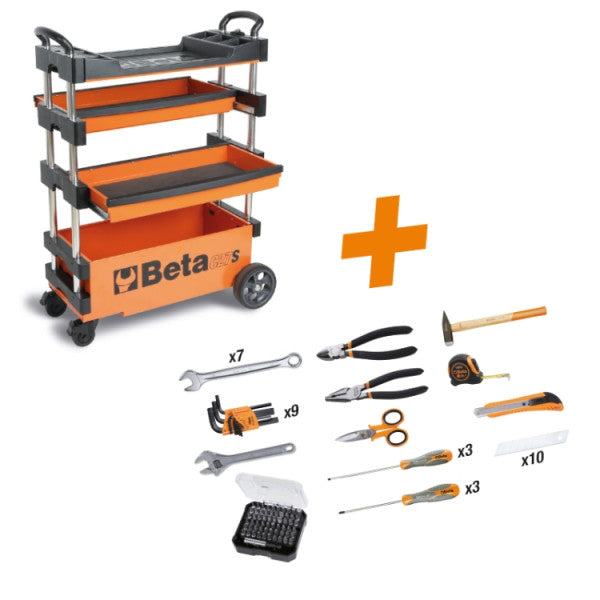 Beta Folding tool trolley for outdoor jobs with 100 tools