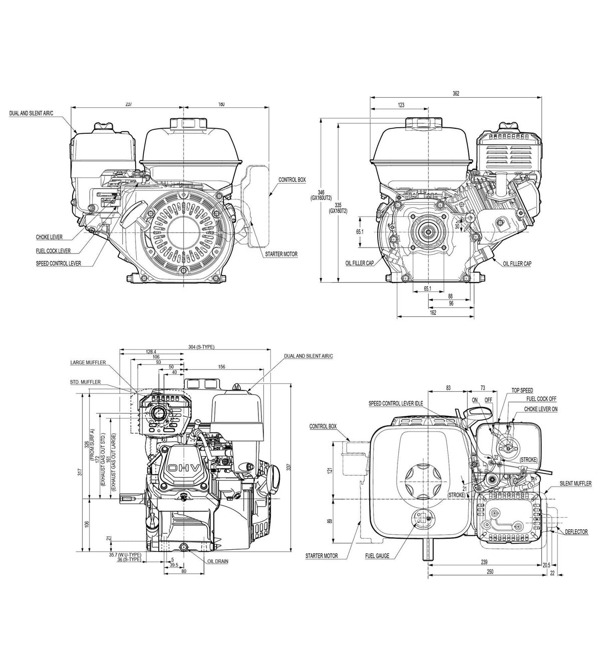 Honda GX160 Rt2 Rh G4 Wet Clutch Engine - 20mm Crank No Tank