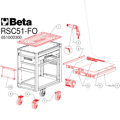 BETA TOOLS SERVICE TROLLEY - RSC51-A
