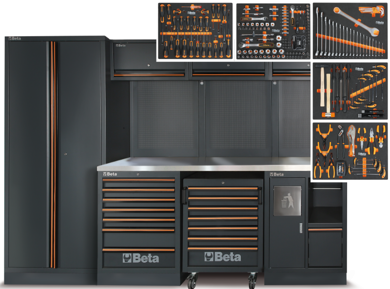 Beta C45PRO-X Stainless Steel Top Workshop Equipment Station & 268 Piece Tool Kit - CONTACT TO ORDER