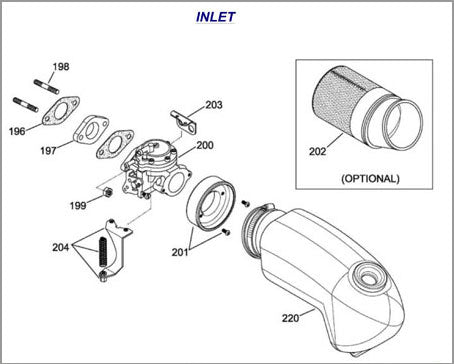 Iame Carb Inlet Stud M6 X 49.5 Water Swift & Gazelle