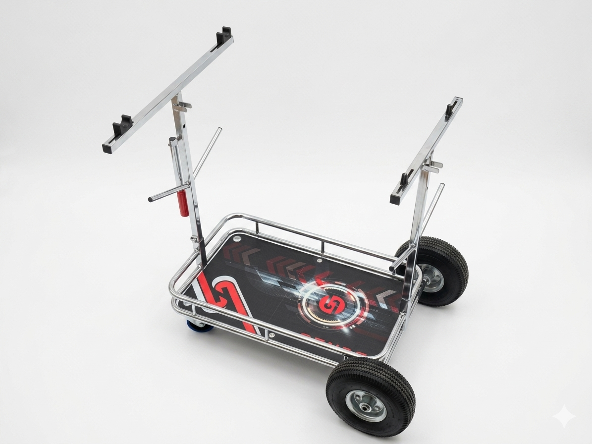 Senzo Chrome 4 Wheel Kart Trolley w/Tyre Posts (New 2026 Design!)