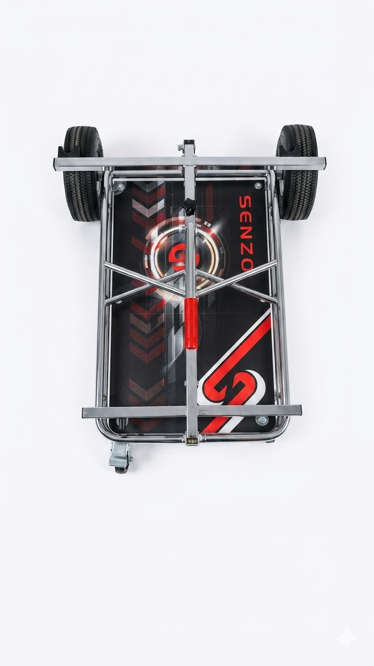Senzo Chrome 4 Wheel Kart Trolley w/Tyre Posts (New 2026 Design!)