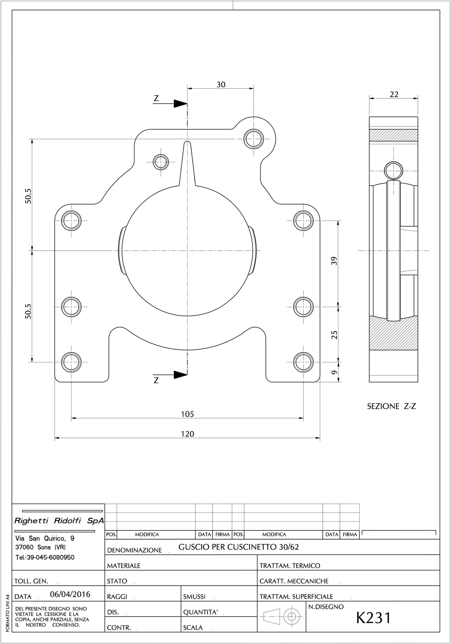 Aluminium 30mm Bearing Carrier - 4 Holes