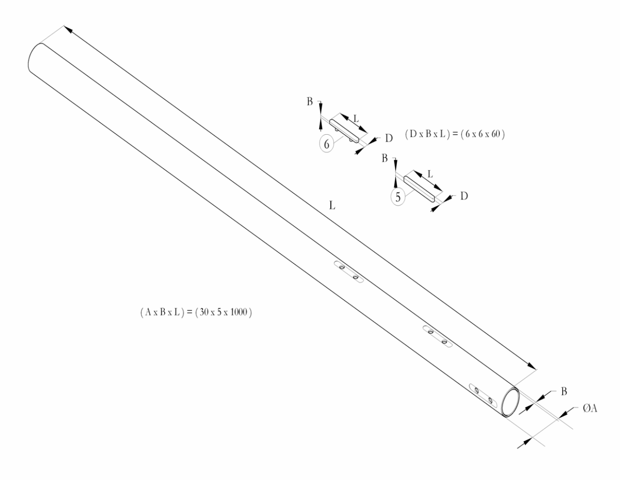 Freeline Rear Axle 50mm 1020mm KF Birel