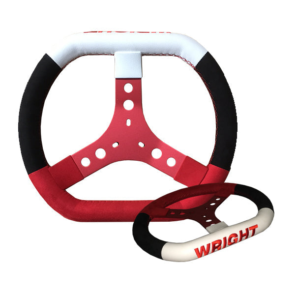 Wright Steering Wheel 320mm (F1) – Black/Red Suede