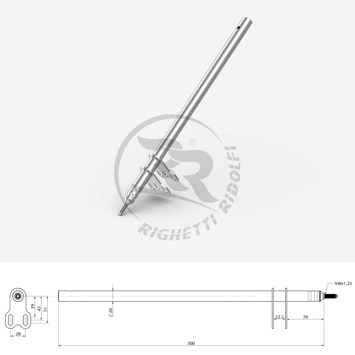 Steering Column M8 L.500 mm (Compatible with BIRELART and others)