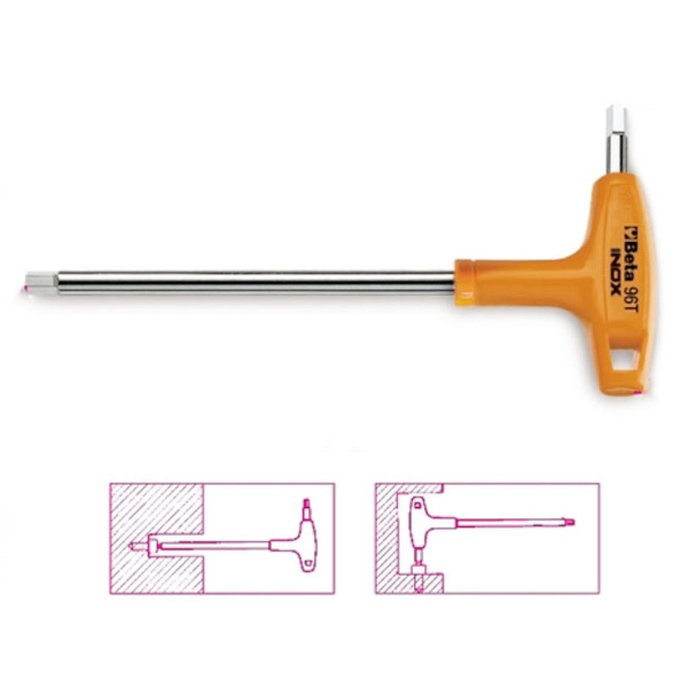 Beta Tools Orange Handled T-Bar 8mm (Inox Stainless Steel Series)