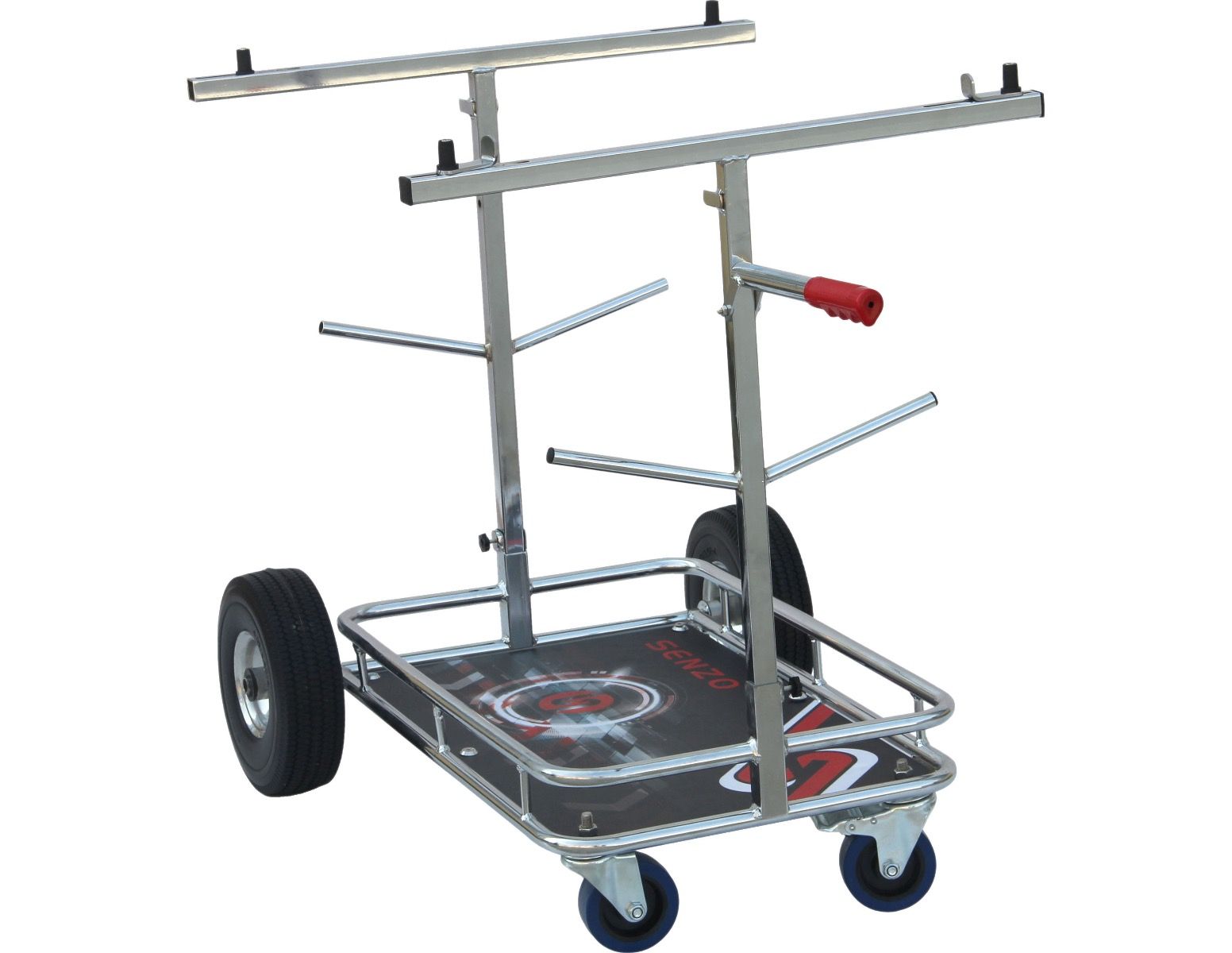 Senzo Chrome 4 Wheel Kart Trolley With Tyre Posts