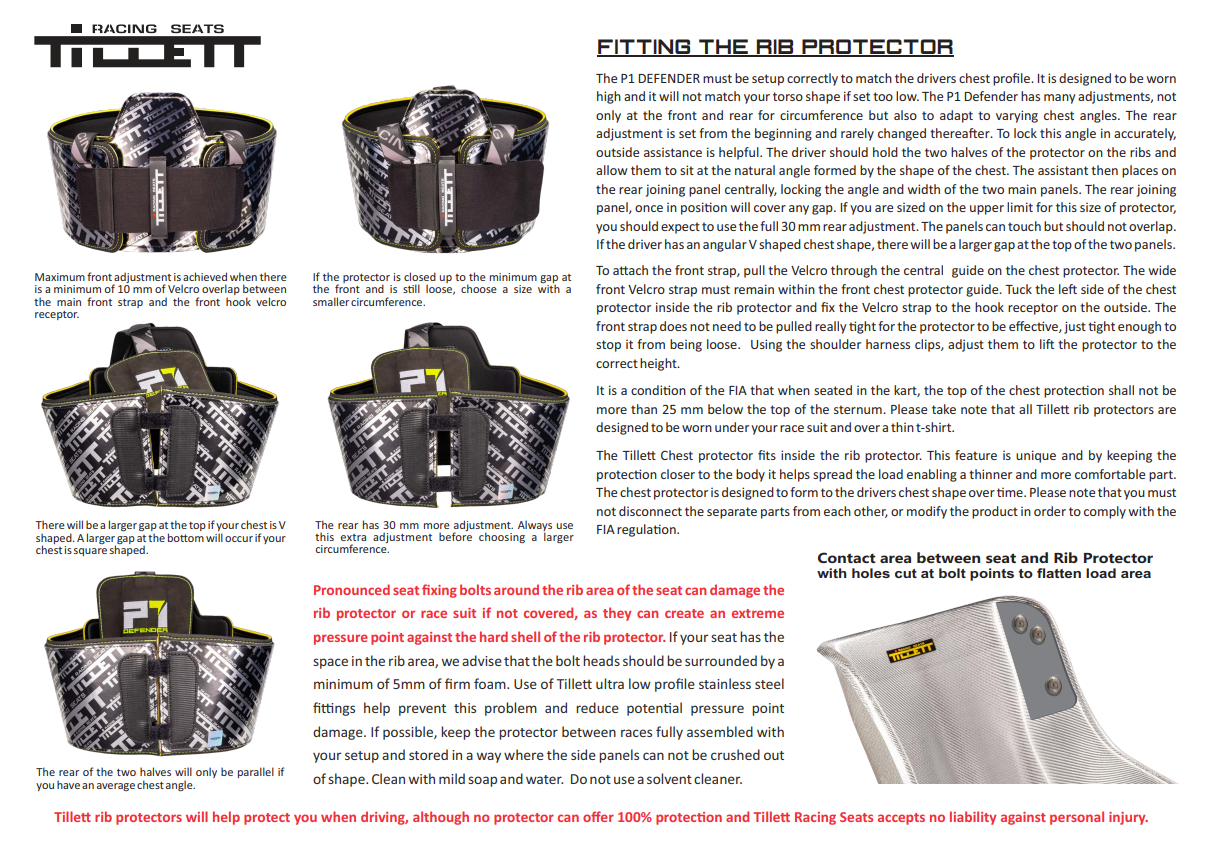 Tillett P1 Defender CIK FIK 8870 Black Body Protector