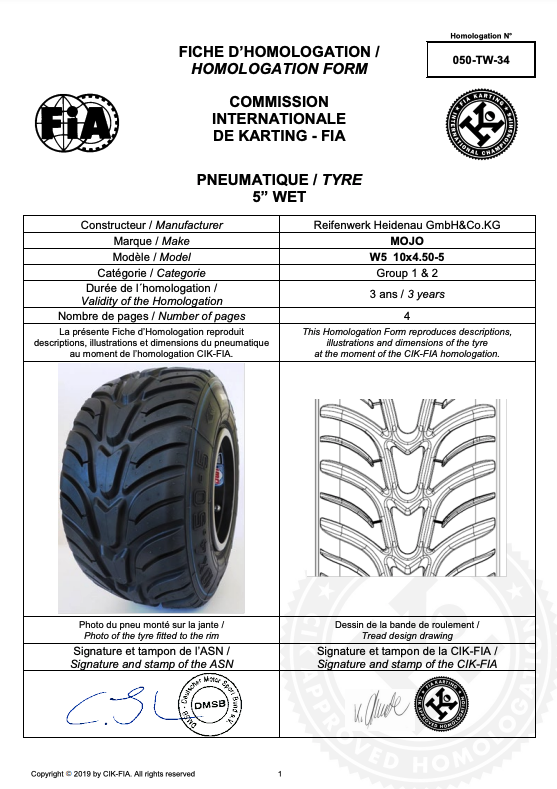 Mojo W5 Wet Tyre Front Only